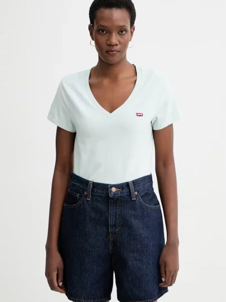 Tričko Levi's PERFECT VNECK tyrkysová