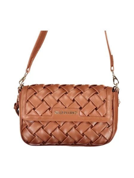 Lniana torebka Valentino Bags brązowa