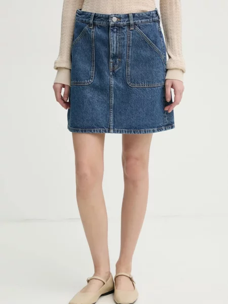 Filippa K fusta jeans mini evazati albastru