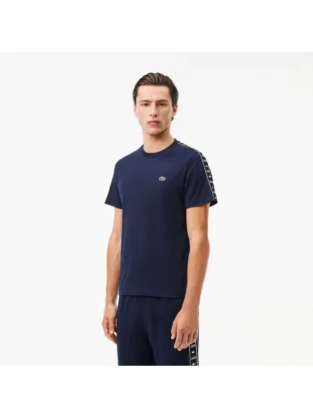 Lacoste T-Shirt Z Logo Z Bawełnianego Dżerseju granatowa