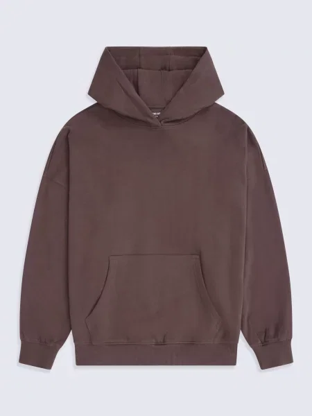 Idol bluza z kapturem z opadającym ramieniem Brown brązowa