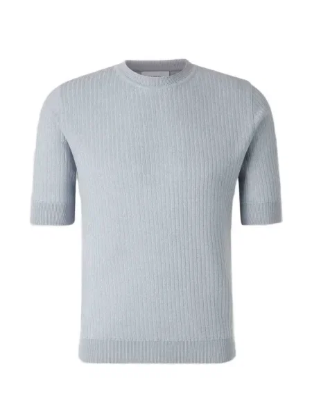 Tricou Lardini tricotate cu nervuri albastru