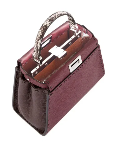 Geanta de piele Fendi Peekaboo din piele roșu