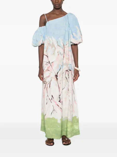 Rochie maxi Stine Goya cu imagine alb