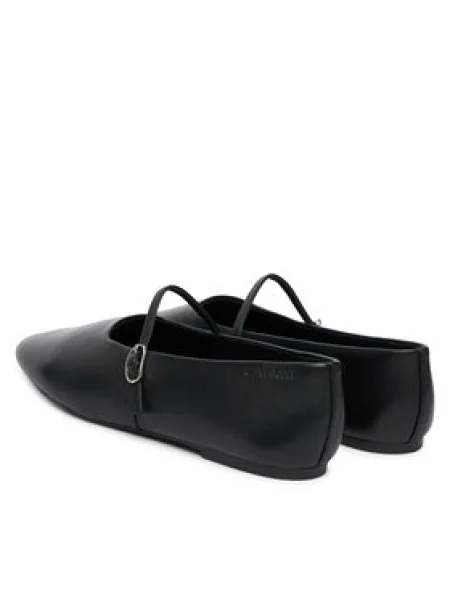 Calvin Klein bőr balerina cipő OBLIQUE BALLERINA MJ LTH HDW fekete