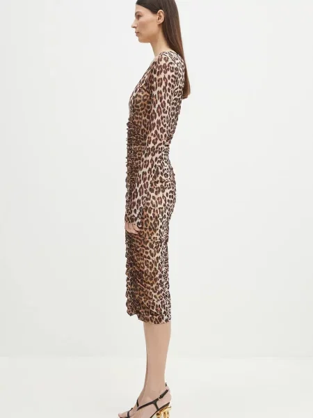 GANNI rochie midi mulata maro