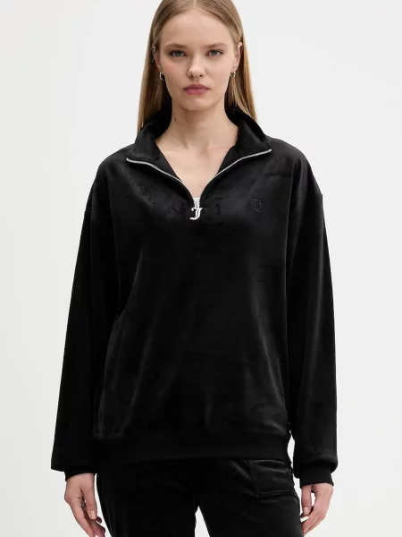 Juicy Couture bluza welurowa gładka czarny