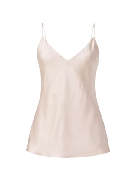 Top Max Mara din satin cu decolteu în V roz