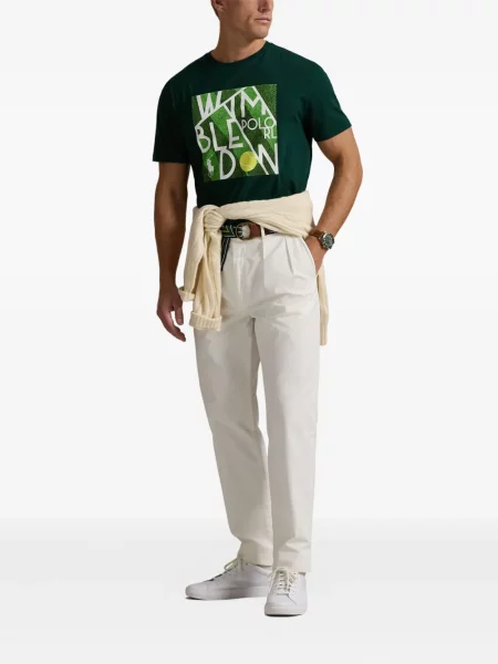 Πλισέ ριγέ sneakers Polo Ralph Lauren με κέντημα μπλε