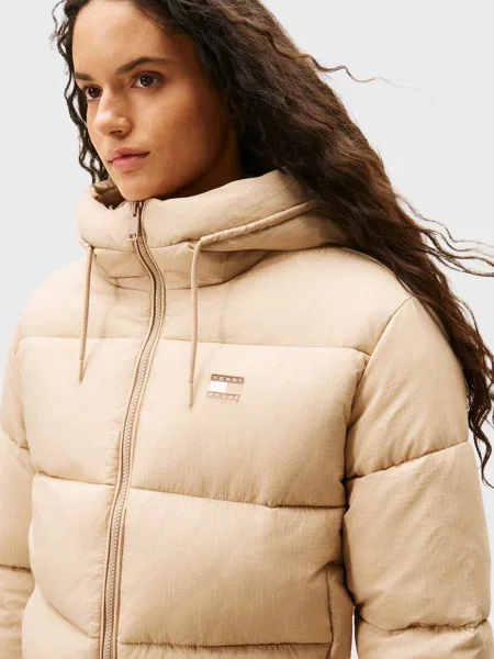 Джинсова куртка Tommy Jeans з капюшоном бежева