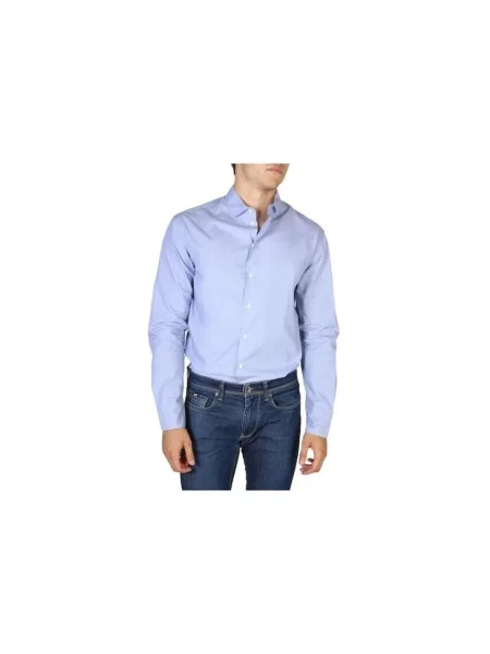 Koszula Emporio Armani w paski z paskiem niebieska