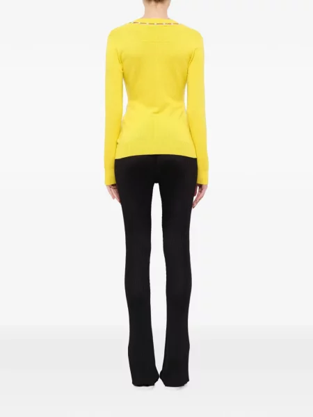 Top Givenchy cu perle cu decolteu în V galben