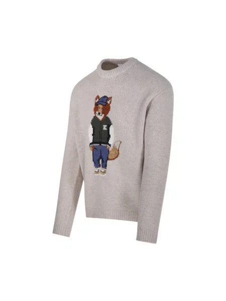Sweter Maison Kitsune wełniany beżowy