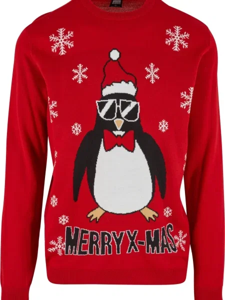 Urban Classics Svetr červená / černá bílá