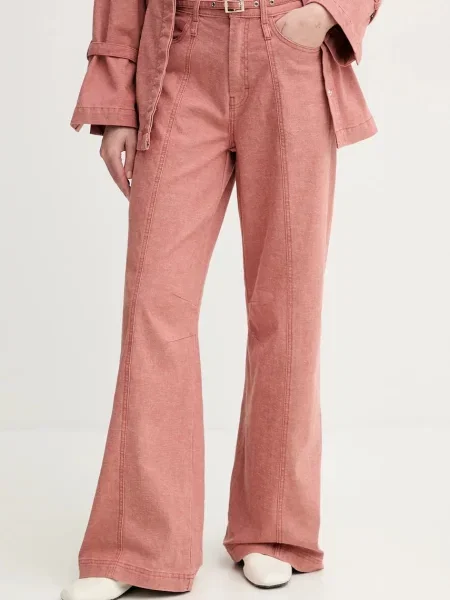 Gestuz pantaloni femei lat high waist portocaliu