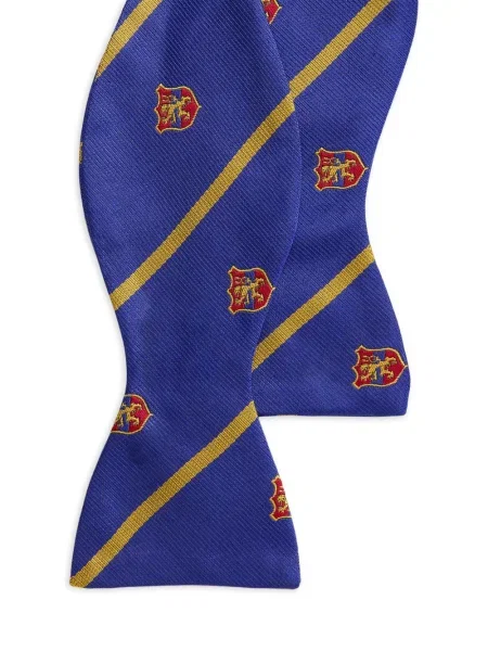 Fular Polo Ralph Lauren cu broderie cu dungi din canvas albastru