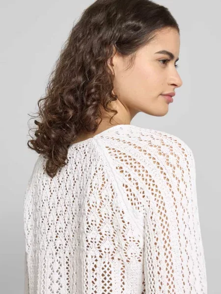 Sweter z dzianiny z mieszanki bawełny w kroju regular fit model NOLA LIFE' Only biały