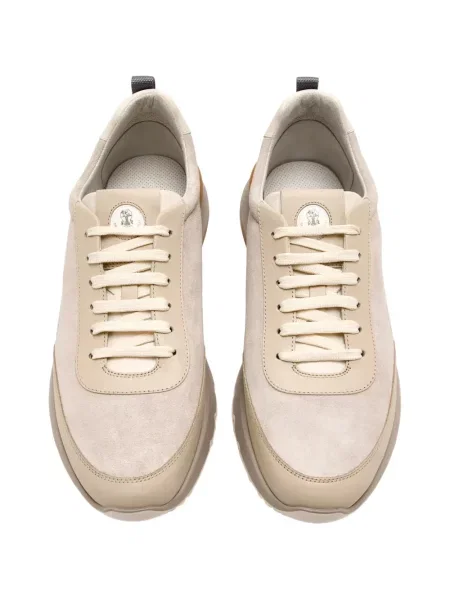 Fűzős csipkés sneaker Brunello Cucinelli autogrammal bézs
