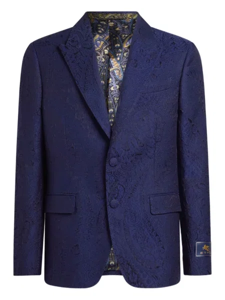Geacă Etro cu model paisley din jacard albastru