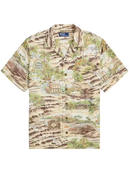 Vlněné jednořadé polotričko Polo Ralph Lauren s potiskem hnědé