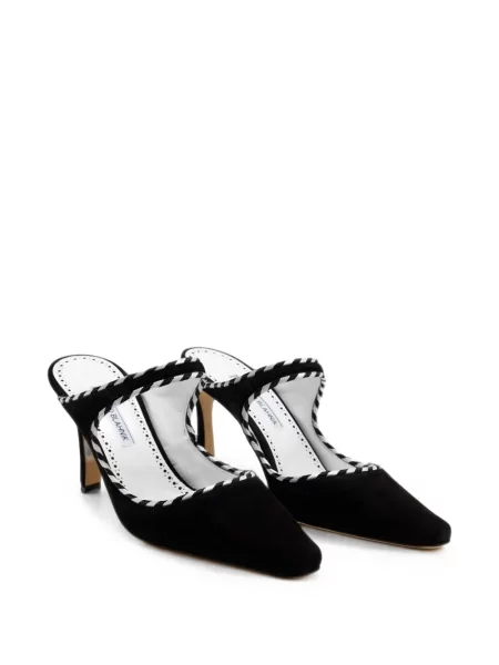 Papuci tip mules Manolo Blahnik țesuți negru