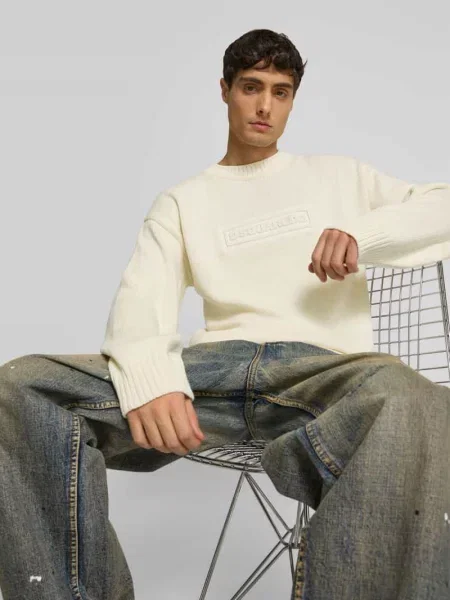 Sweter w dzianinowym wyglądzie Dsquared2 biały