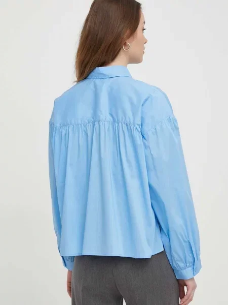 Košile United Colors of Benetton relaxed s klasickým límcem modrá