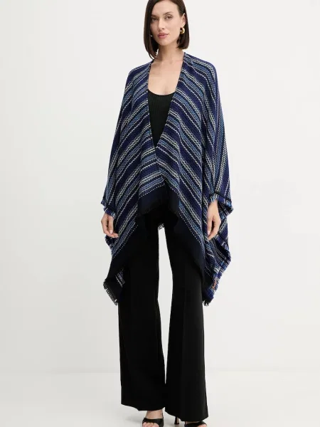 Missoni poncho de lână bleumarin