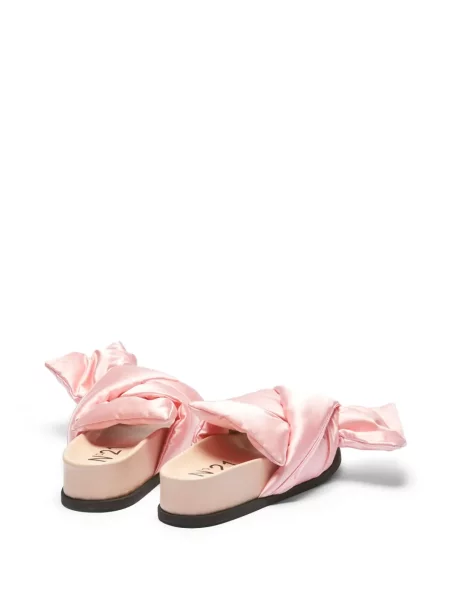 Sandale N°21 cu funde din satin cu platformă roz