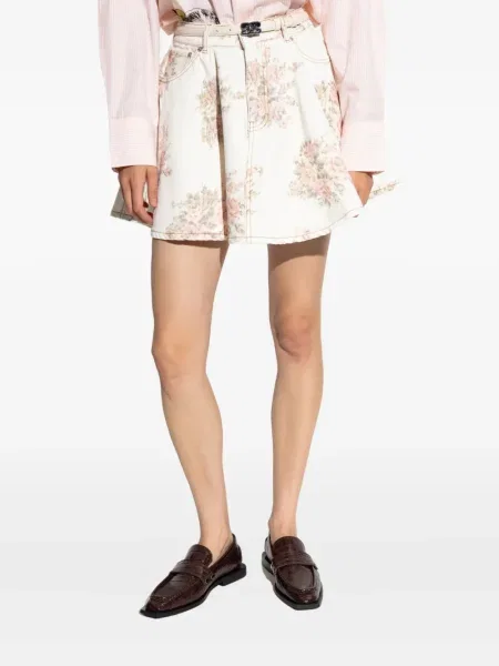 Fustă Ganni cu model floral alb