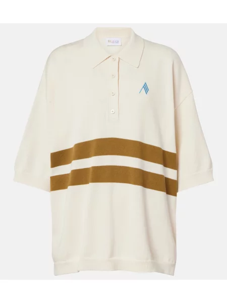 Tricou polo The Attico cu dungi bej