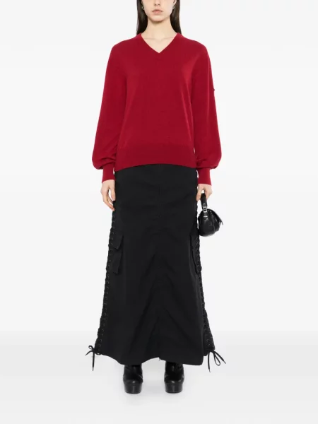 Pulover Balenciaga cu decolteu în V lung roșu