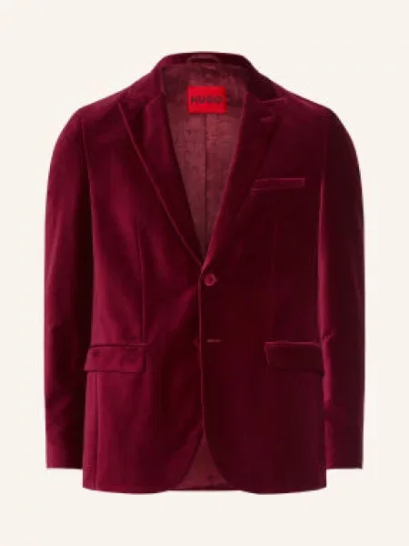 Hugo Sametové Sako Arti Extra Slim Fit tmavě červená