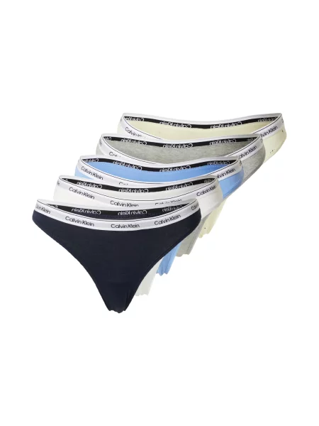 Calvin Klein Underwear Tanga bleumarin / galben pastel / gri alb