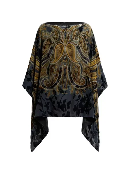 Top Etro de catifea cu imagine cu model paisley gri
