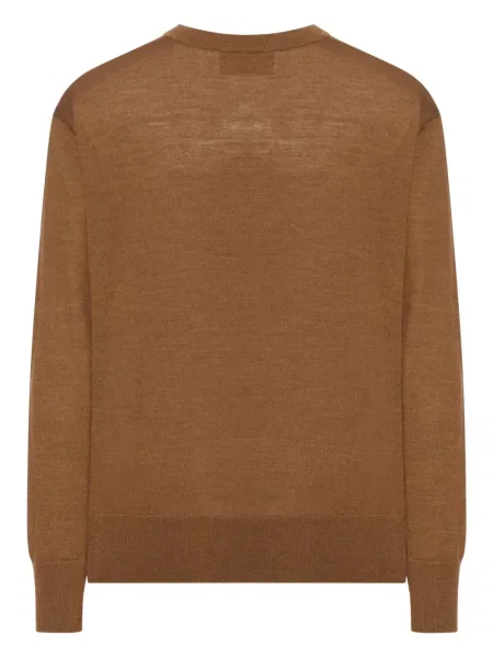 Pulover Ami Paris cu broderie de lână maro