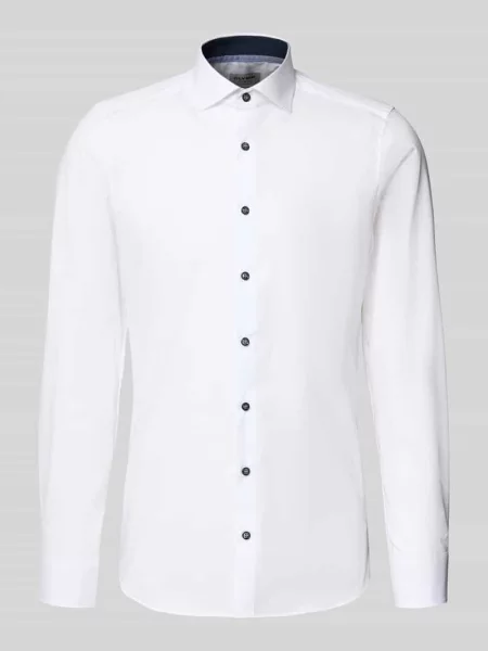 Koszula biznesowa o kroju slim fit z popeliny Olymp Level Five biała