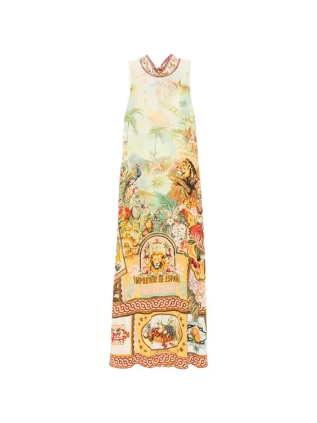 Rochie midi Camilla cu imagine cu legături galben