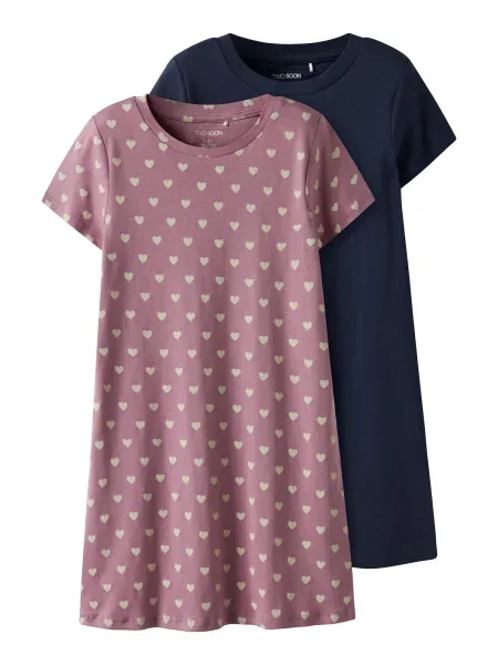 TWO SOON Rochie / albastru marin / roz bej