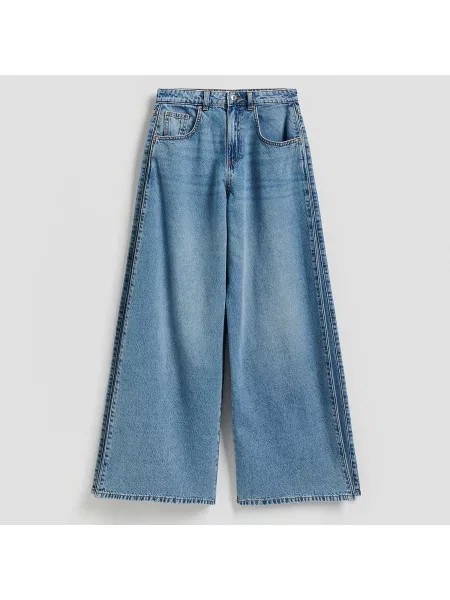 Reserved Wide leg farmer berakásokkal kék