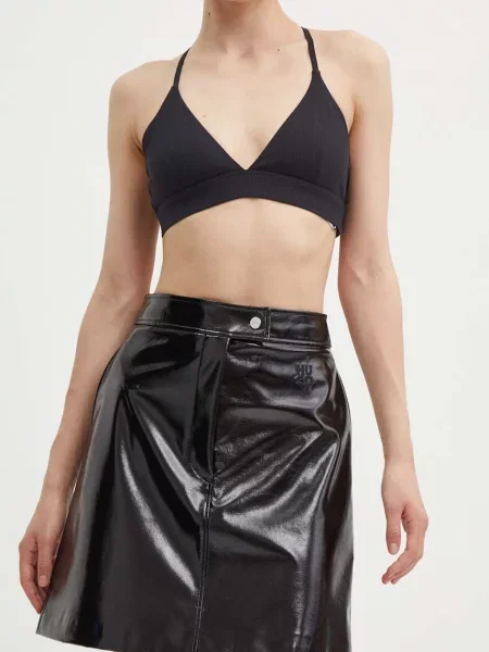 HUGO spódnica mini rozkloszowana czarny