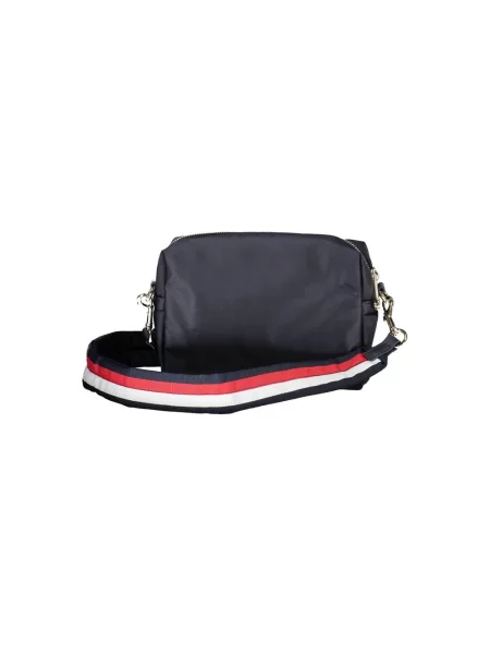 Lniana torebka Tommy Hilfiger niebieska