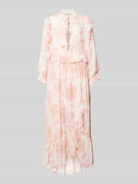 Długa sukienka z falbanami Stella Nova różowa