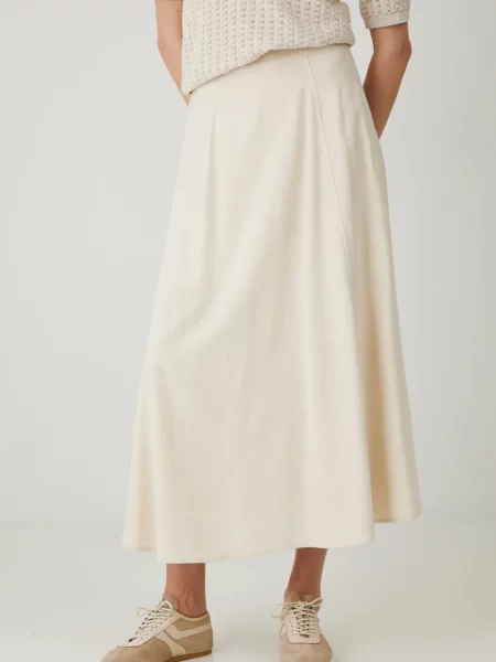 Спідниця з домішкою льону Medicine maxi розкльошена бежевий
