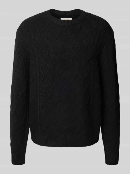 Sweter z dzianiny z okrągłym dekoltem model ‘CAMBRIDGE’ Jack & Jones czarny