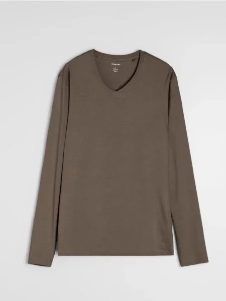 Sinsay koszulka basic brązowy