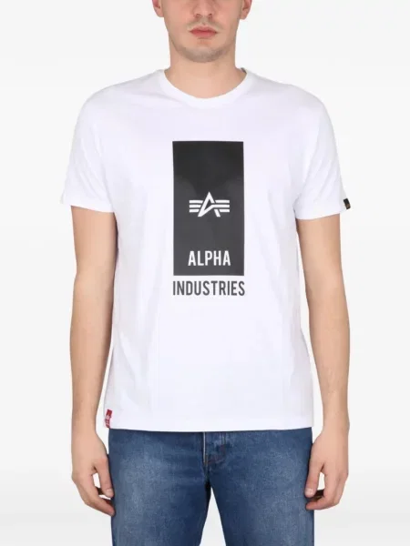 Tricou grafic Alpha Industries cu imagine alb
