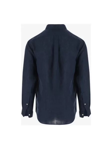 Lniana koszula Polo Ralph Lauren niebieska