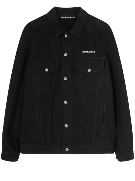 Geacă de blugi Palm Angels cu broderie negru