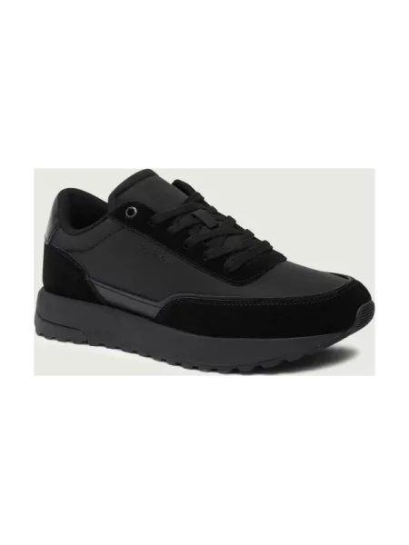 Sneakerși Calvin Klein cu șireturi din piele negru